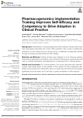 Cover page: Pharmacogenomics Implementation Training Improves Self-Efficacy and Competency to Drive Adoption in Clinical Practice.