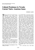 Cover page: Cultural Persistence in Nevada: Current Native American Issues