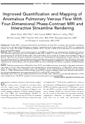 Cover page: Improved quantification and mapping of anomalous pulmonary venous flow with four‐dimensional phase‐contrast MRI and interactive streamline rendering