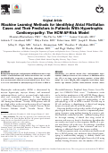 Cover page: Machine Learning Methods for Identifying Atrial Fibrillation Cases and Their Predictors in Patients With Hypertrophic Cardiomyopathy: The HCM-AF-Risk Model