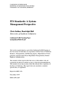 Cover page: ITS Standards: A System Management Perspective