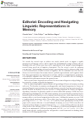 Cover page: Editorial: Encoding and Navigating Linguistic Representations in Memory