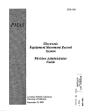 Cover page: Electronic Equipment Movement Record System, Division Administrator Guide
