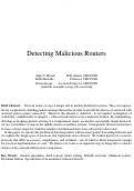 Cover page: Detecting Malicious Routers