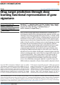 Cover page of Drug target prediction through deep learning functional representation of gene signatures.