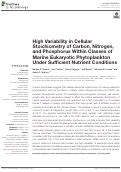 Cover page: High Variability in Cellular Stoichiometry of Carbon, Nitrogen, and Phosphorus Within Classes of Marine Eukaryotic Phytoplankton Under Sufficient Nutrient Conditions