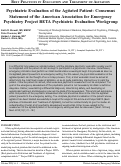 Cover page: Psychiatric Evaluation of the Agitated Patient: Consensus Statement of the American Association for Emergency Psychiatry Project BETA Psychiatric Evaluation Workgroup