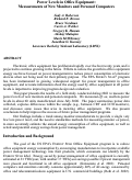 Cover page: Power levels in office equipment: Measurements of new monitors and 
personal computers