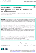 Cover page: Factors affecting statin uptake among people living with HIV: primary care provider perspectives.