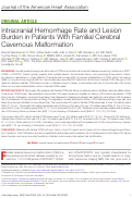 Cover page: Intracranial Hemorrhage Rate and Lesion Burden in Patients With Familial Cerebral Cavernous Malformation.