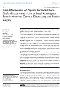 Cover page: Cost-Effectiveness of Peptide Enhanced Bone Graft i-Factor versus Use of Local Autologous Bone in Anterior Cervical Discectomy and Fusion Surgery