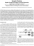 Cover page: Synaptic Plasticity: Spatio-Temporal Analysis of Actin Dynamics