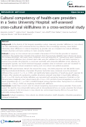 Cover page: Cultural competency of health-care providers in a Swiss University Hospital: self-assessed cross-cultural skillfulness in a cross-sectional study