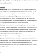 Cover page: Providing Primary Care for HIV in the Context of Trauma: Experiences of the Health Care Team