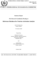 Cover page: Summary Report: First Research Coordination Meeting on Reference Database for Neutron 
Activation Analysis