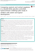 Cover page: Comparing oxytocin and cortisol regulation in a double-blind, placebo-controlled, hydrocortisone challenge pilot study in children with autism and typical development