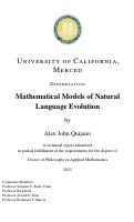 Cover page: Mathematical Models of Natural Language Evolution