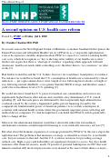 Cover page of A second opinion on U.S. health care reform