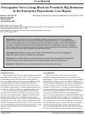 Cover page: Pericapsular Nerve Group Block for Prosthetic Hip Reduction&nbsp;in the Emergency Department: Case Report