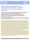 Cover page: Right temporal degeneration and socioemotional semantics: semantic behavioural variant frontotemporal dementia
