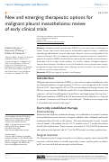 Cover page: New and emerging therapeutic options for malignant pleural mesothelioma: review of early clinical trials