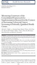 Cover page: Measuring Constructs of the Consolidated Framework for Implementation Research in the Context of Increasing Colorectal Cancer Screening in Federally Qualified Health Center