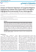 Cover page: Analysis of Genome Sequences of Coagulase-Negative Staphylococci Isolates from South Africa and Nigeria Highlighted Environmentally Driven Heterogeneity.