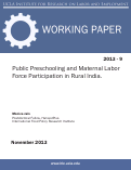 Cover page: Public Preschooling and Maternal Labor Force Participation in Rural India.