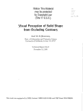 Cover page: Visual perception of solid shape from occluding contours