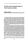 Cover page: The INS and the Singular Status of North American Indians