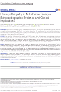 Cover page: Primary Atriopathy in Mitral Valve Prolapse: Echocardiographic Evidence and Clinical Implications.