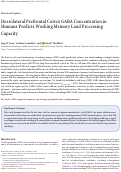 Cover page: Dorsolateral Prefrontal Cortex GABA Concentration in Humans Predicts Working Memory Load Processing Capacity