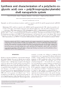 Cover page: Synthesis and characterization of a poly(lactic-co-glycolic acid) core + poly(N-isopropylacrylamide) shell nanoparticle system