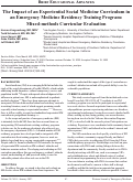 Cover page: The Impact of an Experiential Social Medicine Curriculum in an Emergency Medicine Residency Training Program: Mixed Methods Curricular Evaluation