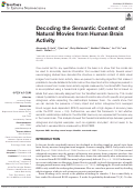 Cover page: Decoding the Semantic Content of Natural Movies from Human Brain Activity