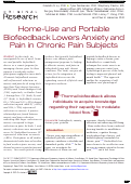 Cover page: Home-Use and Portable Biofeedback Lowers Anxiety and Pain in Chronic Pain Subjects.