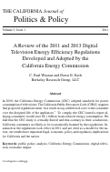Cover page: A Review of the 2011 and 2013 Digital Television Energy Efficiency Regulations Developed and Adopted by the California Energy Commission