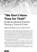 Cover page: “We Don’t Have Time for That!” Evidence-Based Practice During a Time of Crisis