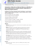 Cover page: Comparison of Education and Episodic Memory as Modifiers of Brain Atrophy Effects on Cognitive Decline: Implications for Measuring Cognitive Reserve