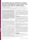 Cover page: Fibrin depletion decreases inflammation and delays the onset of demyelination in a tumor necrosis factor transgenic mouse model for multiple sclerosis