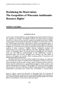 Cover page: Reclaiming the Reservation: The Geopolitics of Wisconsin Anishinaabe Resource Rights