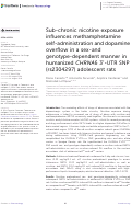 Cover page: Sub-chronic nicotine exposure influences methamphetamine self-administration and dopamine overflow in a sex-and genotype-dependent manner in humanized CHRNA6 3-UTR SNP (rs2304297) adolescent rats.