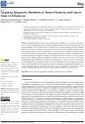 Cover page: Targeting Epigenetic Modifiers of Tumor Plasticity and Cancer Stem Cell Behavior.