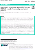 Cover page: Arabidopsis paralogous genes RPL23aA and RPL23aB encode functionally equivalent proteins