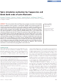 Cover page: Spire stimulates nucleation by Cappuccino and binds both ends of actin filaments