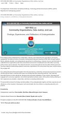 Cover page of 2019-2020 NSF-REU on Community Organizations, Data Justice, and Law:&nbsp;Findings, Experiences, and Reflections of Undergraduate Researchers (Video Presentation)