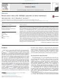 Cover page: Breast cancer stem cells: Multiple capacities in tumor metastasis.