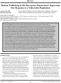 Cover page: Human Trafficking in the Emergency Department: Improving Our Response to a Vulnerable Population