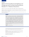 Cover page: Seven Practical Recommendations for Designing and Conducting Qualitative Research in Medical Education.