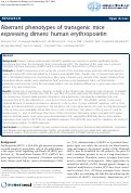 Cover page: Aberrant phenotypes of transgenic mice expressing dimeric human erythropoietin